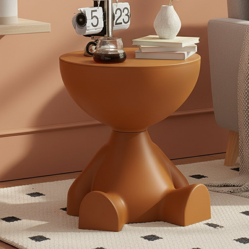 Table d'appoint ronde 15 po H - Mini table d'appoint 11 po de diamètre - Finition orange