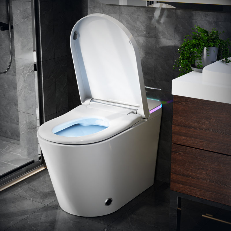 SANOXIS Smart Toilet With Auto Open/Close Lid, Tankless Bidet Wash, Heated Seat, 1.28 Gpf Auto Flush, Warm Wash/Dryer, Soft- Close, Deodorizer, And Remote Control