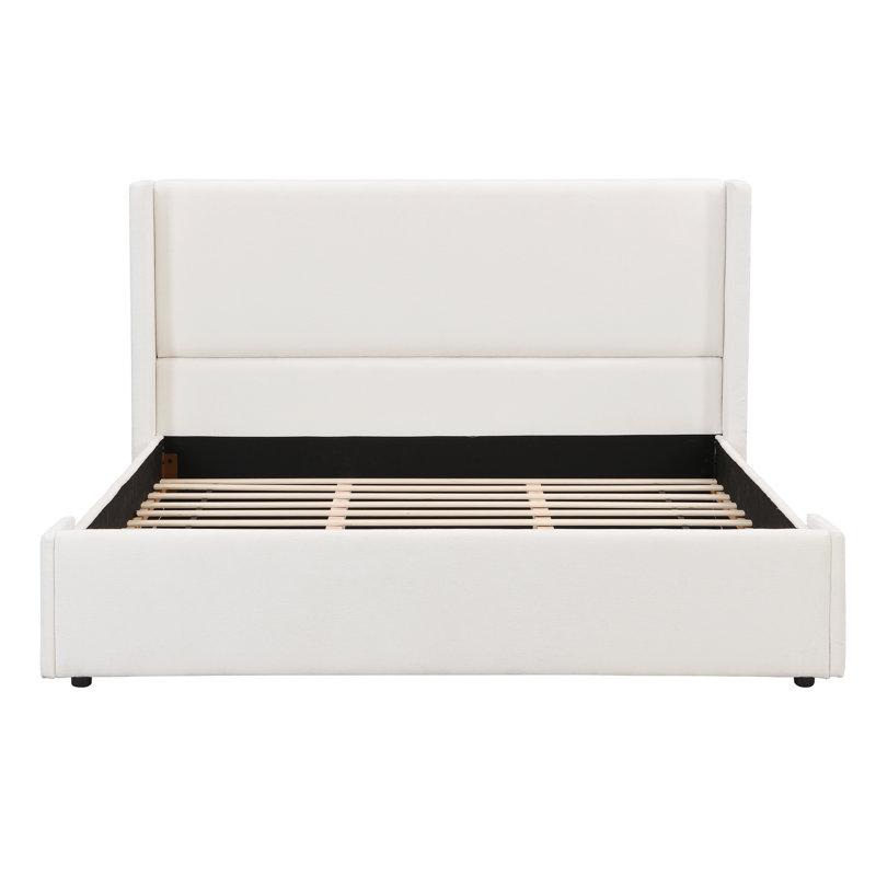 Elegant Upholstered Bed With Solid Wood Frame