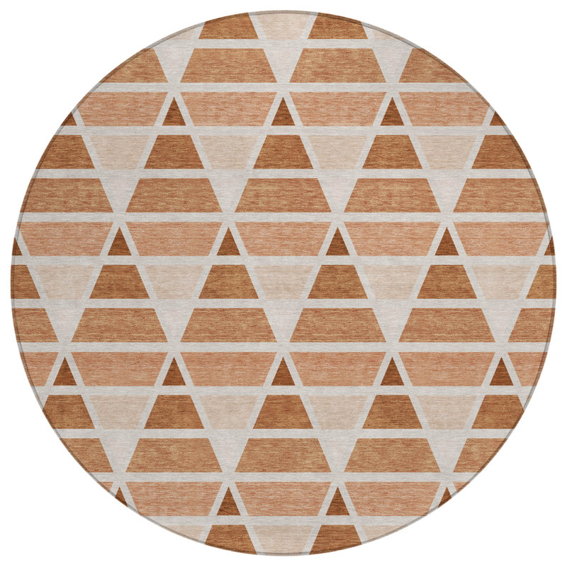 Machine Washable Indoor/Outdoor Chantille ACN2734 Geometric Rug, Terracotta, 8' Round