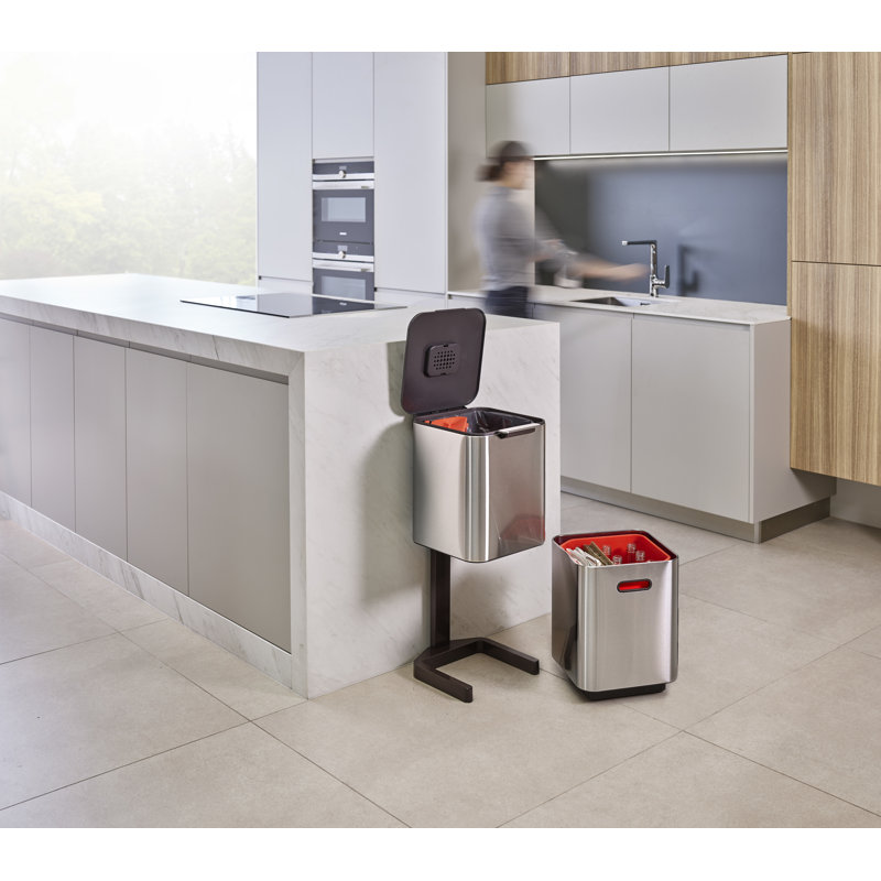 Totem Waste & Recycling Dual Kitchen Trash Can, 10.60 US Gallons, Stainless Steel