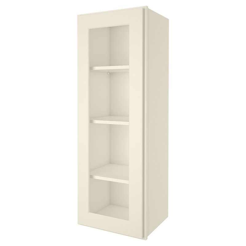 Plywood Pre-Assembled Wall Cabinet with Adjustable Shelves Glass not included, Shaker Antique White, 15"W x 42"H x 12"D