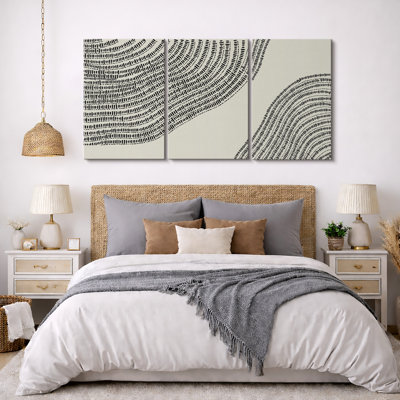 Line Art, géométrique, arbre en bois, anneau, impression sur toile, 3 pièces