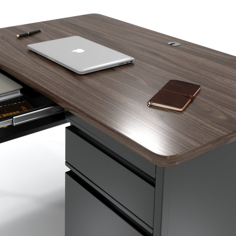 Synthetic Laminate Steel Computer Desk, Platinum/White