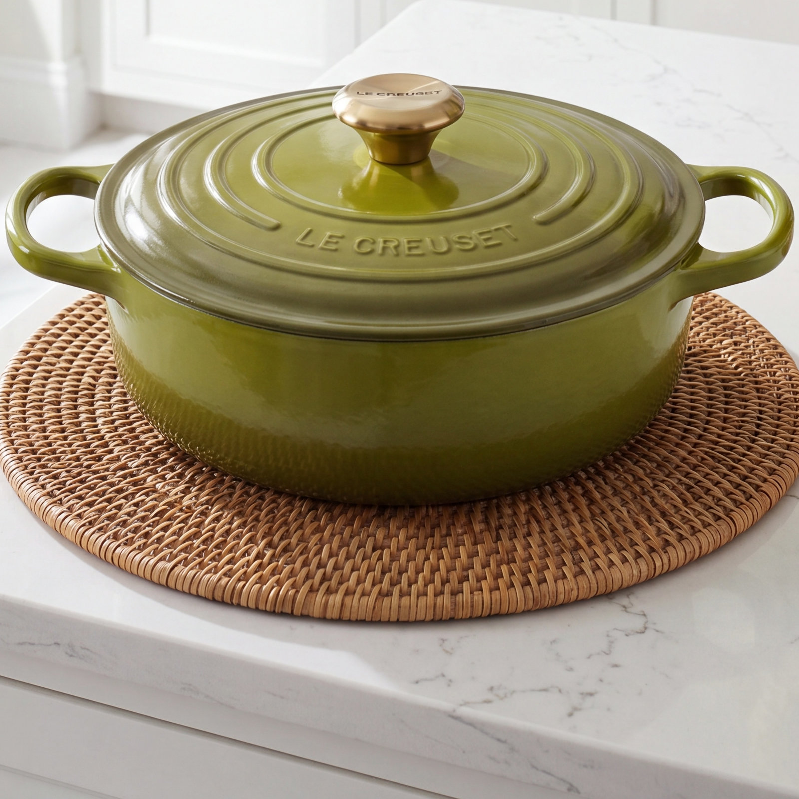Enameled Cast Iron Dutch Oven, Olive