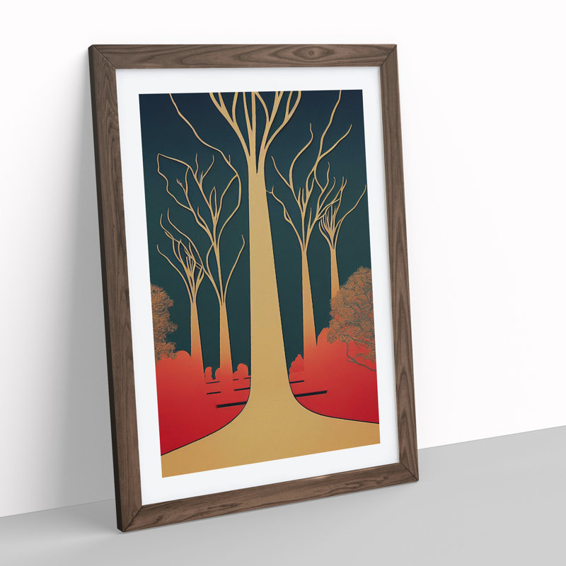 Bold Tree Art No.3 - Print, White, Walnut Framed, 48cm H x 36cm W