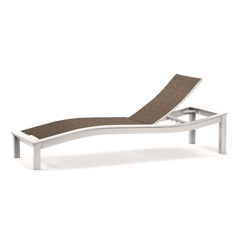 Bazza Outdoor Chaise Lounge, Harper Taupe Sunbrella®, Textured Graphite, Beachwood P40