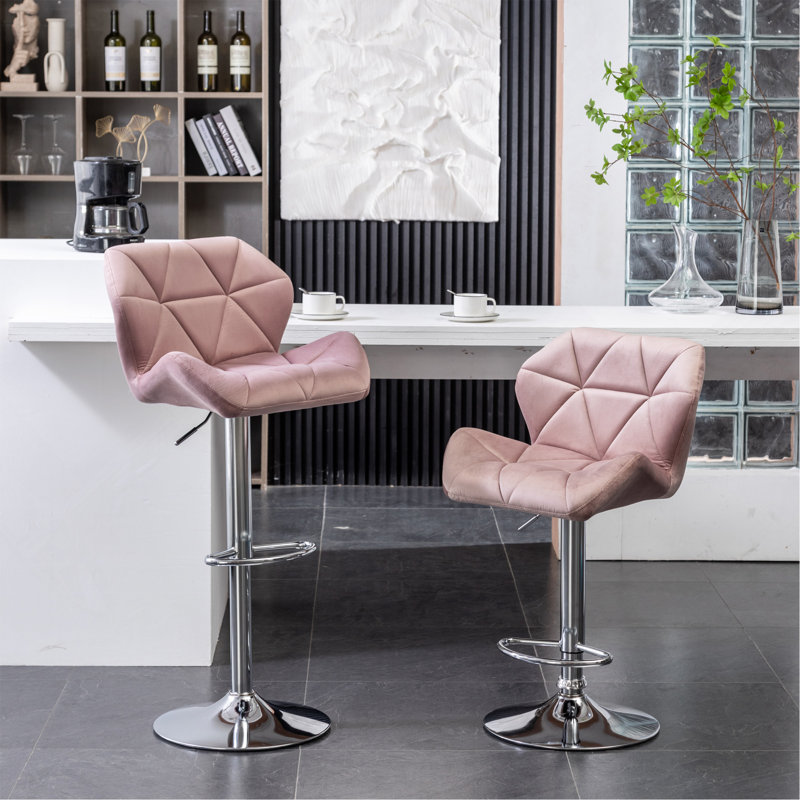 Tabouret de bar Breni Velvet Diamond, Rose