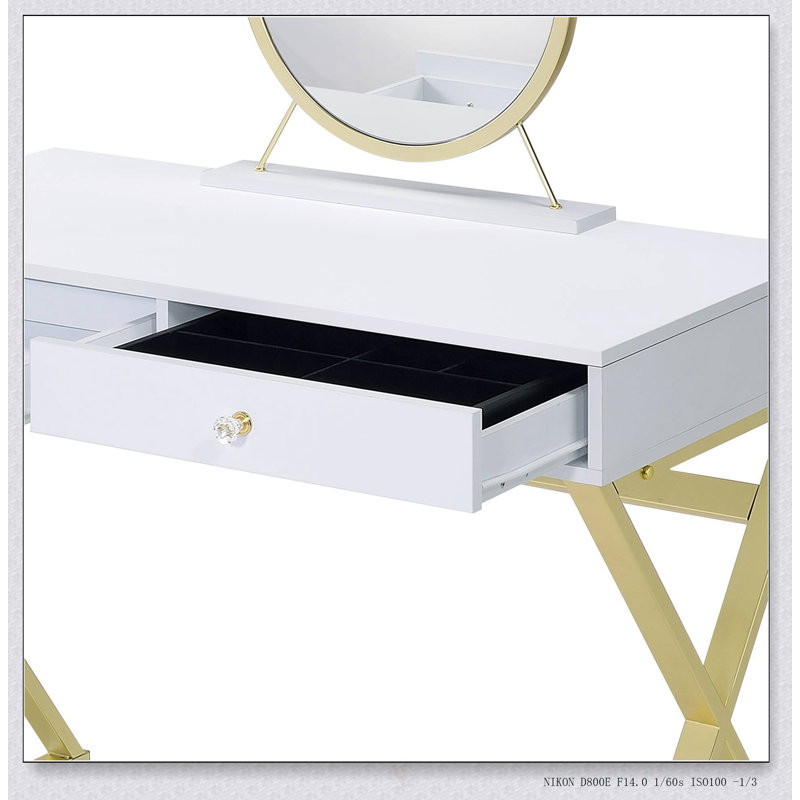 Coleen Vanity Desk With Mirror And Jewelry Tray, Combining Elegance And Functionality For Modern Bedrooms
