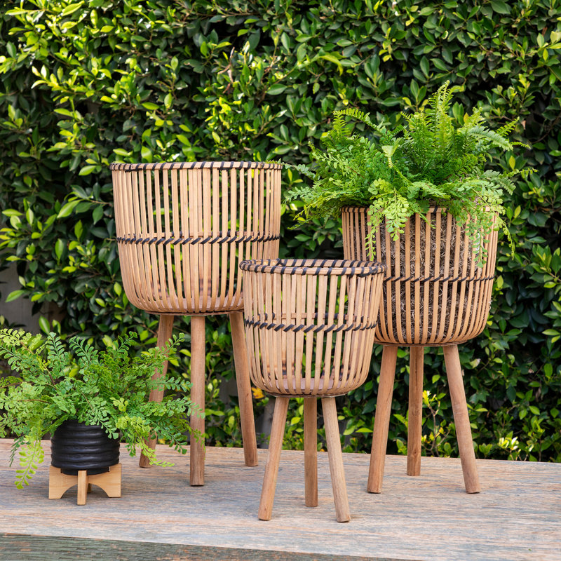 Jardinières en bambou S / 3 11/13/15 po, H 26 po x l 15 po x P 15 po, Brun