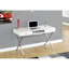 Bureau contemporain pour petit espace de travail - 122 cm (48 po) - Blanc lustré - Piètement en métal - 2 tiroirs et étagère ouverte - Installation et rangement pour ordinateur