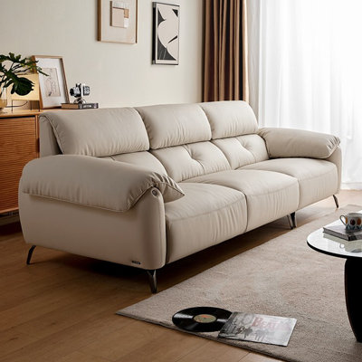 Beige Faux Leather Modular Sofa cushion Fourseat