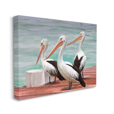 Art mural sur toile Pelican Trio Port Dock par Ziwei Li
