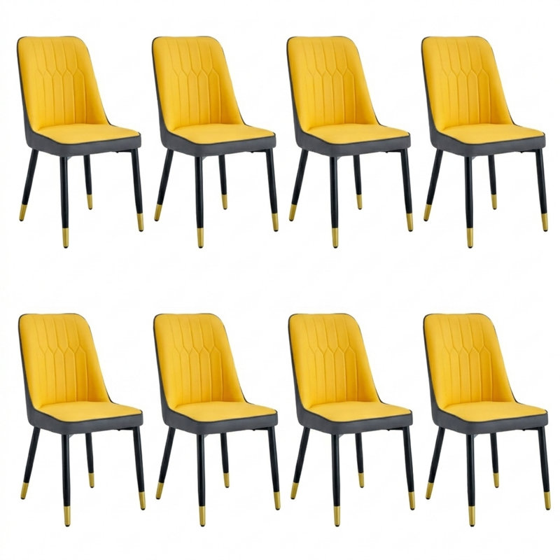 Faux Leather Upholstered Solid Back Side Chair, Orange/Gray