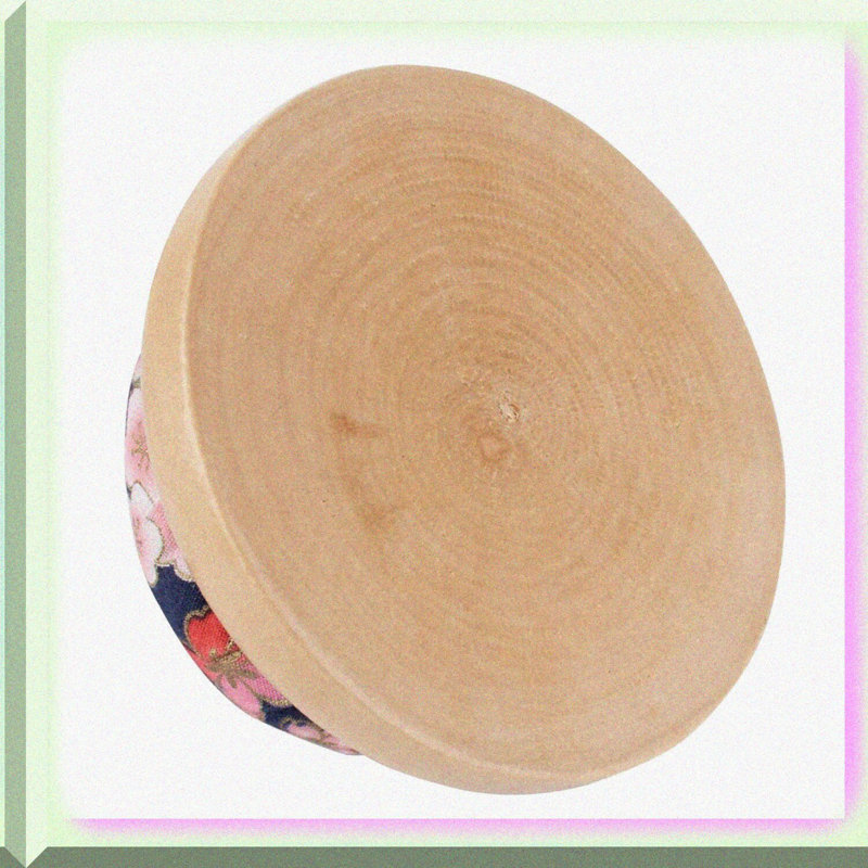 Wooden Round Pin Cushion with Flower Pattern