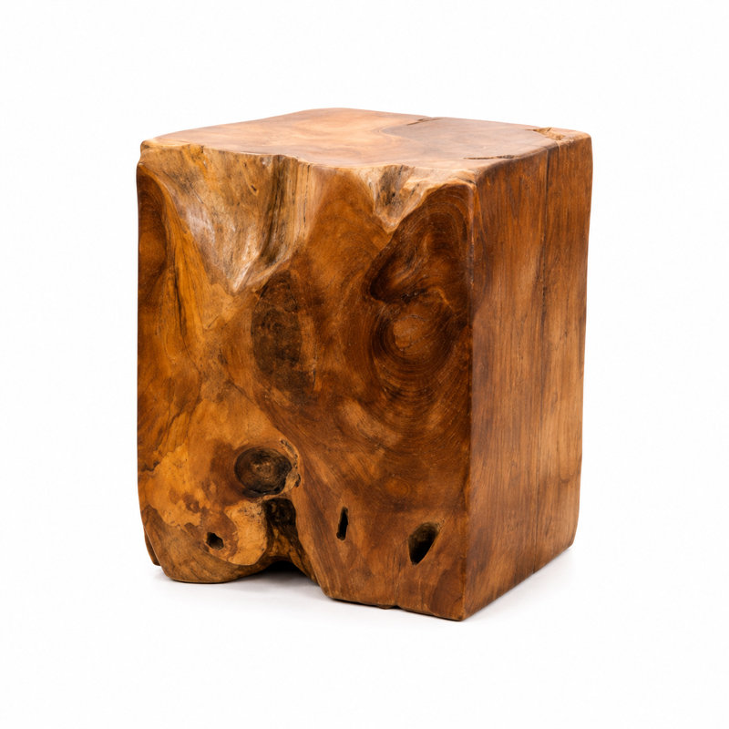 Solid Wood Accent Stool, Round Large