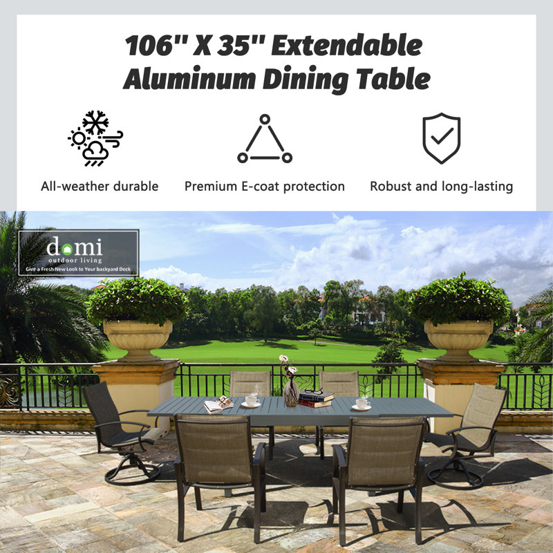 Extendable Rectangular Aluminum Outdoor Folding Dining Table