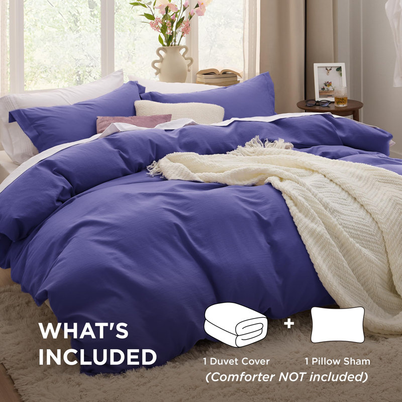 Bedsure Duvet Cover Set-Prewashed Extra Soft Microfiter Beding Set, Twin Duvet Cover + 1 Standard Sham, Future Dusk