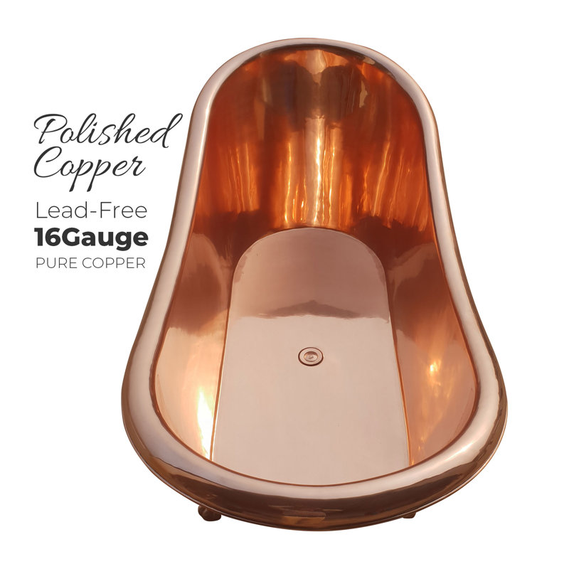 1828.8mm x 812.8mm Freestanding Soaking Copper Bathtub
