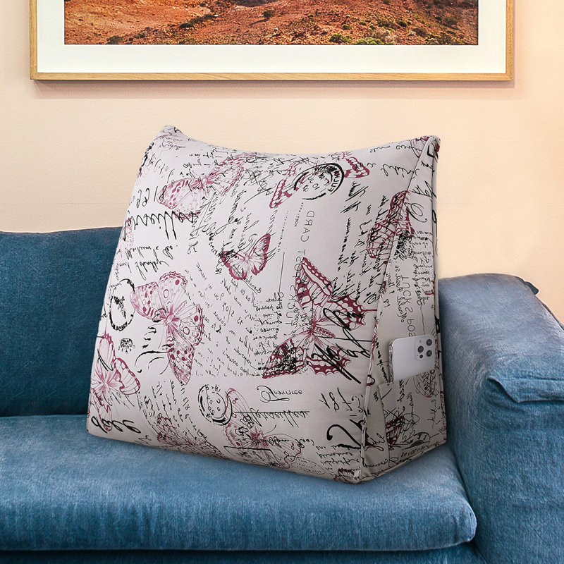 Triangular Backrest Cushion, Red Butterfly