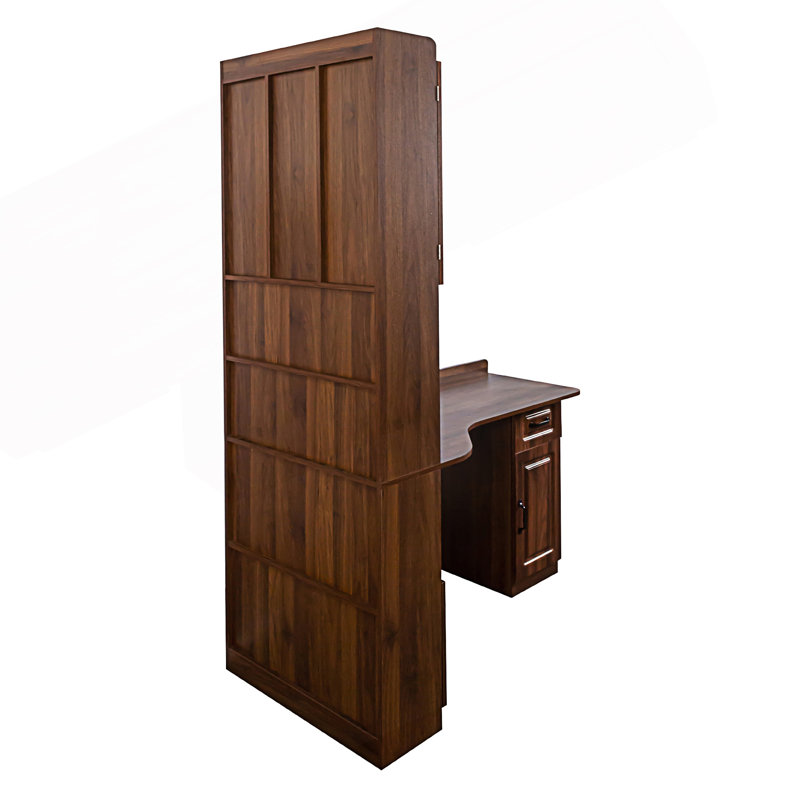 Bureau d'ordinateur d'angle en L, table d'étude de style moderne avec tiroirs, Noyer, H 76,82 po x l 55,17 po x P 31,55 po