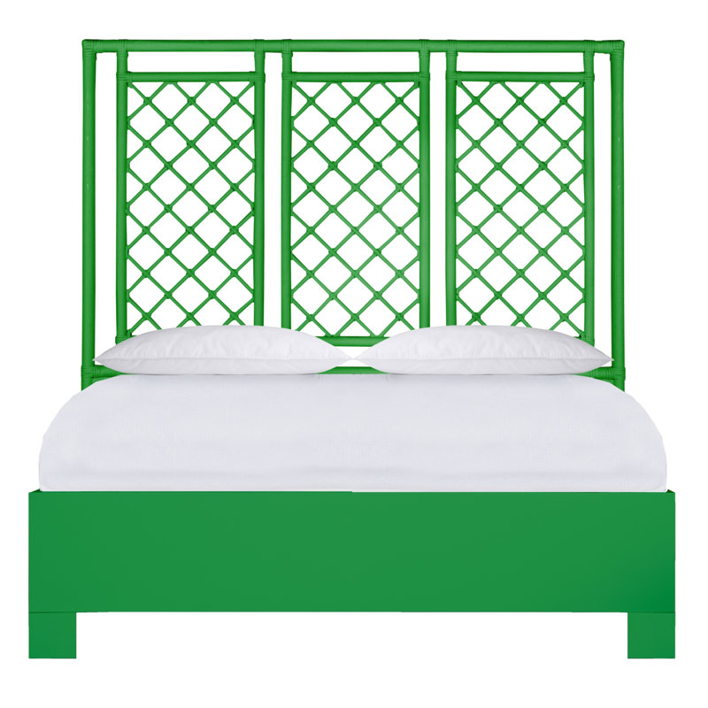 X & Diamond Low Profile Standard Bed, Queen, Bright Green