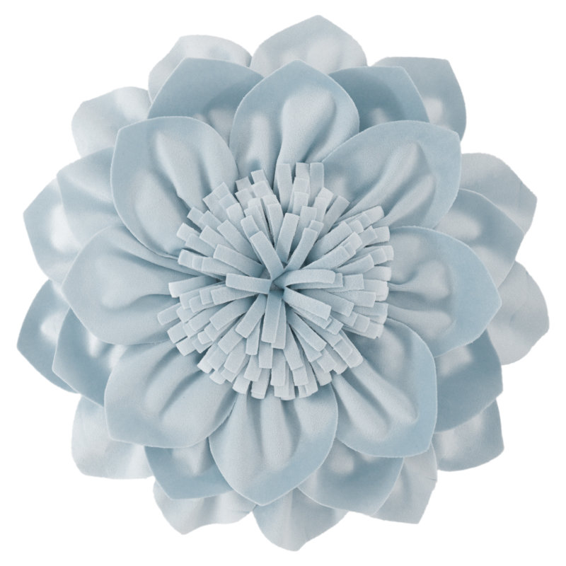 Coussin décoratif décoratif avec coussin décoratif fait à la main fleur 3D avec insert pour décoration intérieure, Bleu