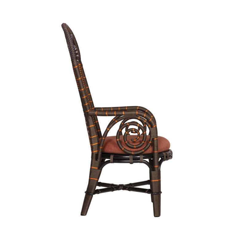 Benin Throne Upholstered Armchair, Orange