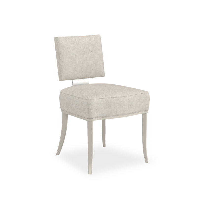 Caracole Classic Upholstered Dining Chair, Pearl/Chrome, Beige