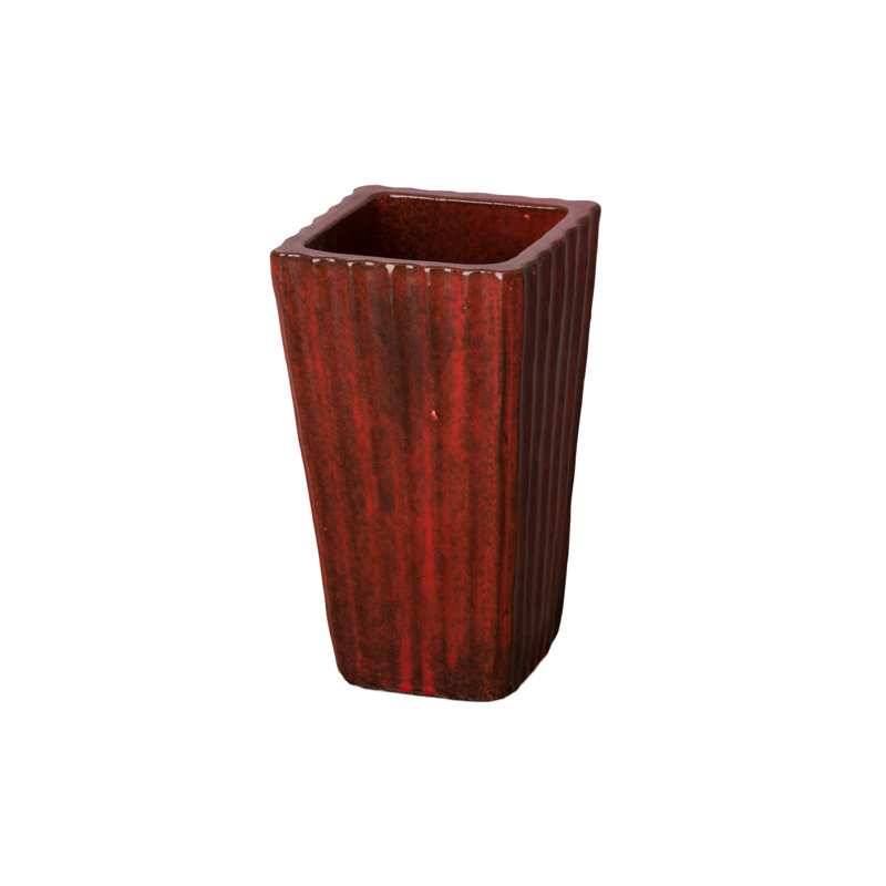 Pot à fleurs en argile, Rouge tropical, H 15 po x l 9,5 po x P 9,5 po