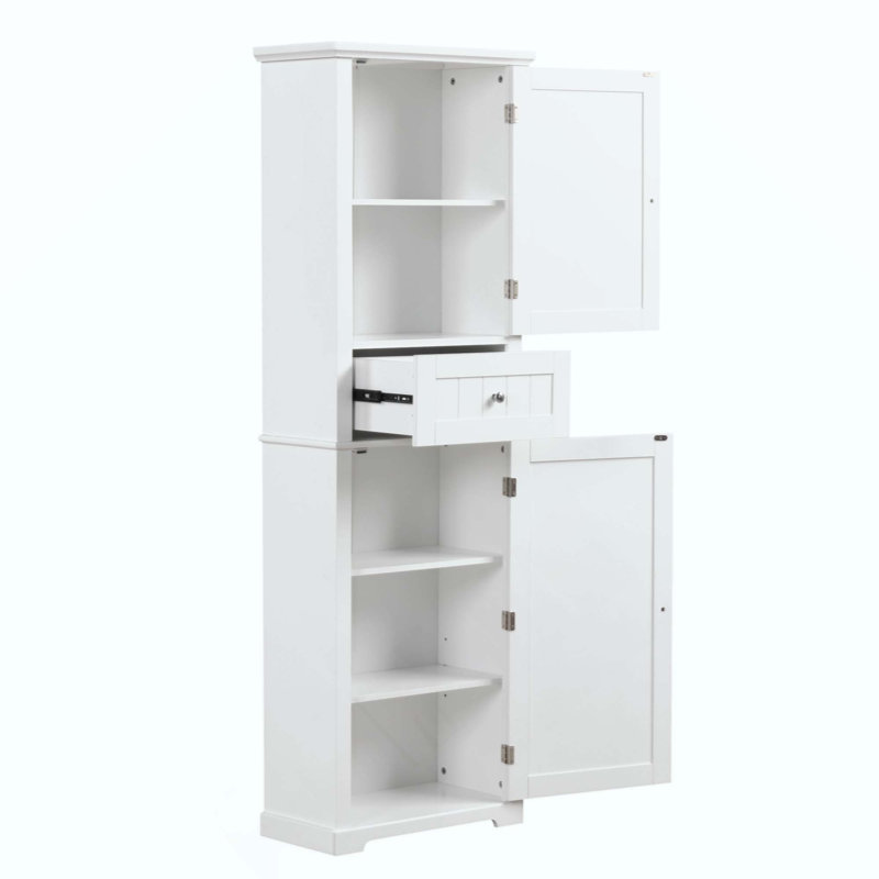 Tall Bathroom Storage Cabinet, Freestanding Storage Cabinet With Drawer And Adjustable Shelf, MDF Board With Painted Finish