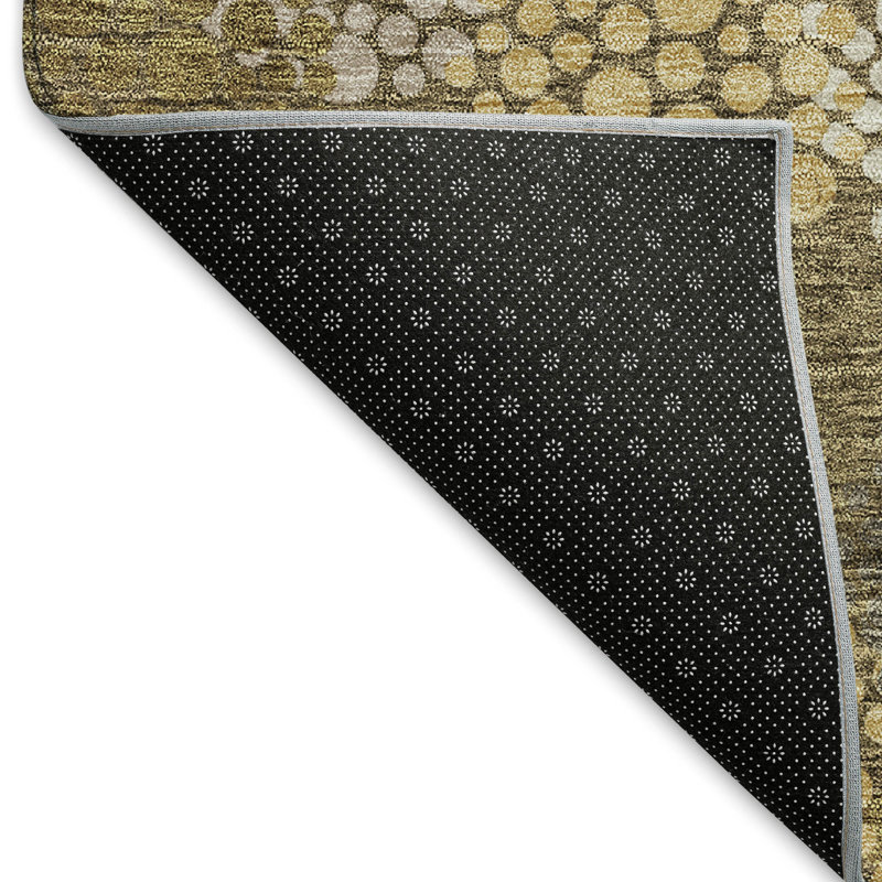 Tapis brun Prisco lavable à la machine de qualité supérieure, Rectangulaire 3 pi x 5 pi