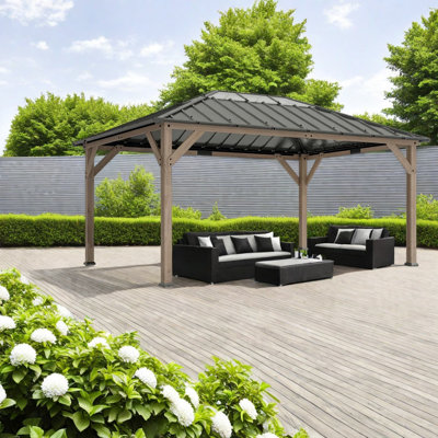 Pavillons et abris de jardin modernes (doit inclure le cadre), patio en bois et acier 12 x 16