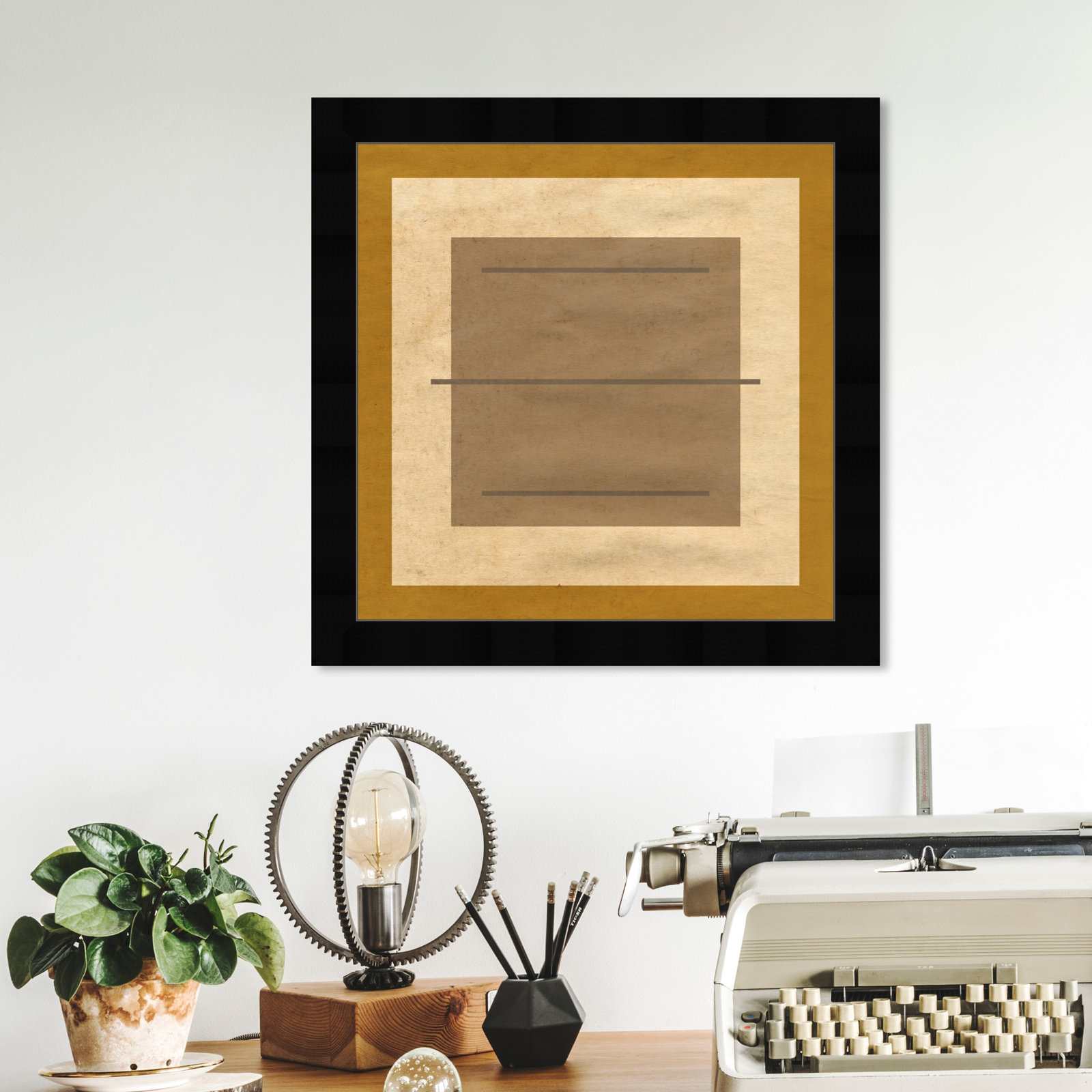 Amarillo Alberto Print by Oliver Gal, 14" H x 14" W x 0.5" D, Black
