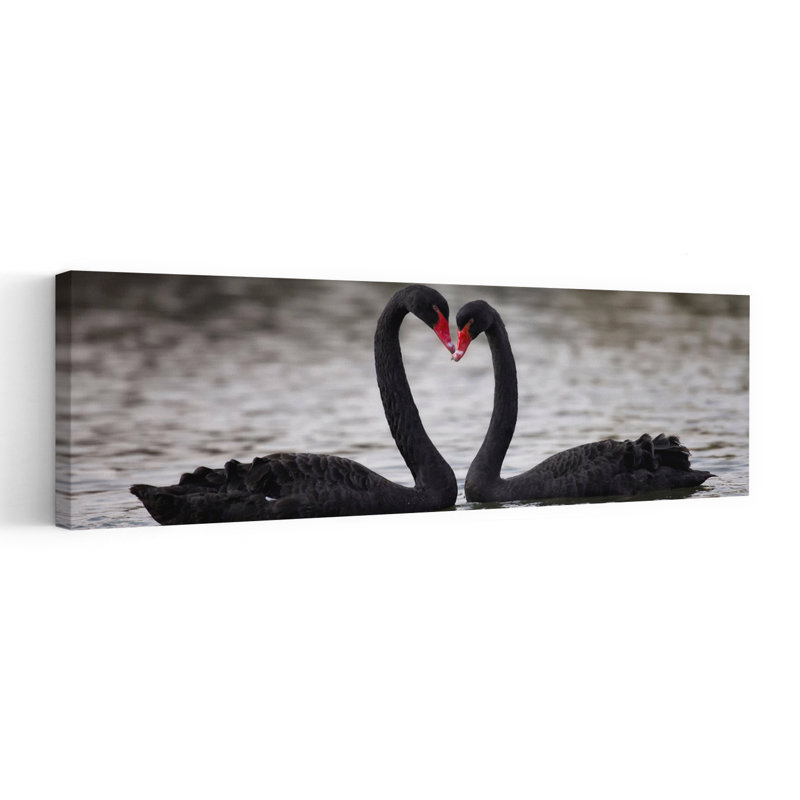 Art mural romantique, cygnes noirs romantiques, H 16 po x l 48 po