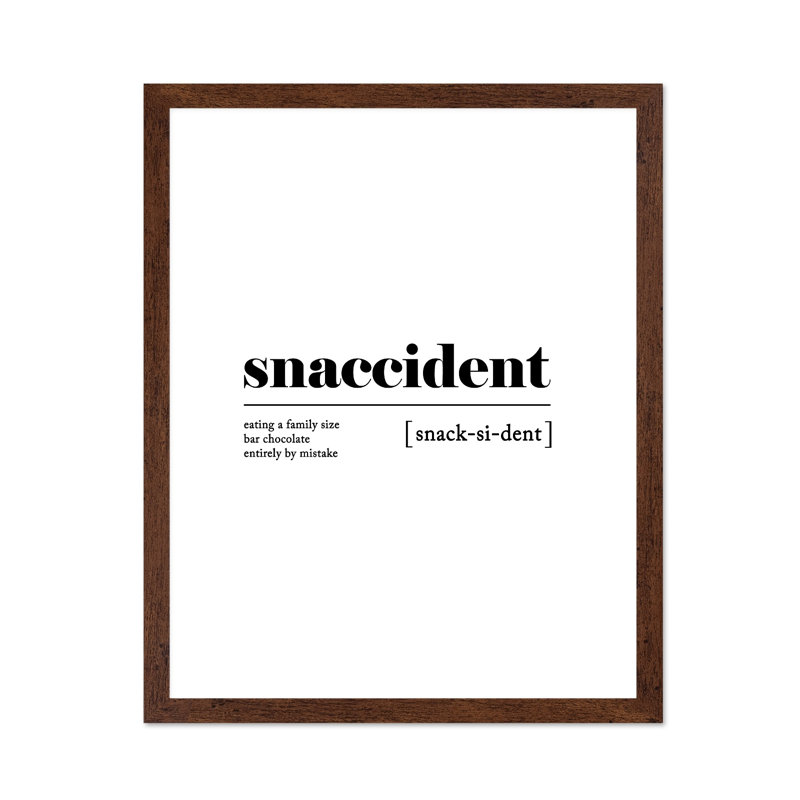 Définition de «Snaccident», Poster, 12"H x 16"W, Brown Framed