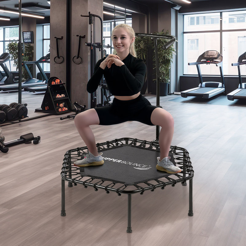 Mini trampoline 40 po Machrus Upper Bounce avec rampe ajustable en forme de T, Noir