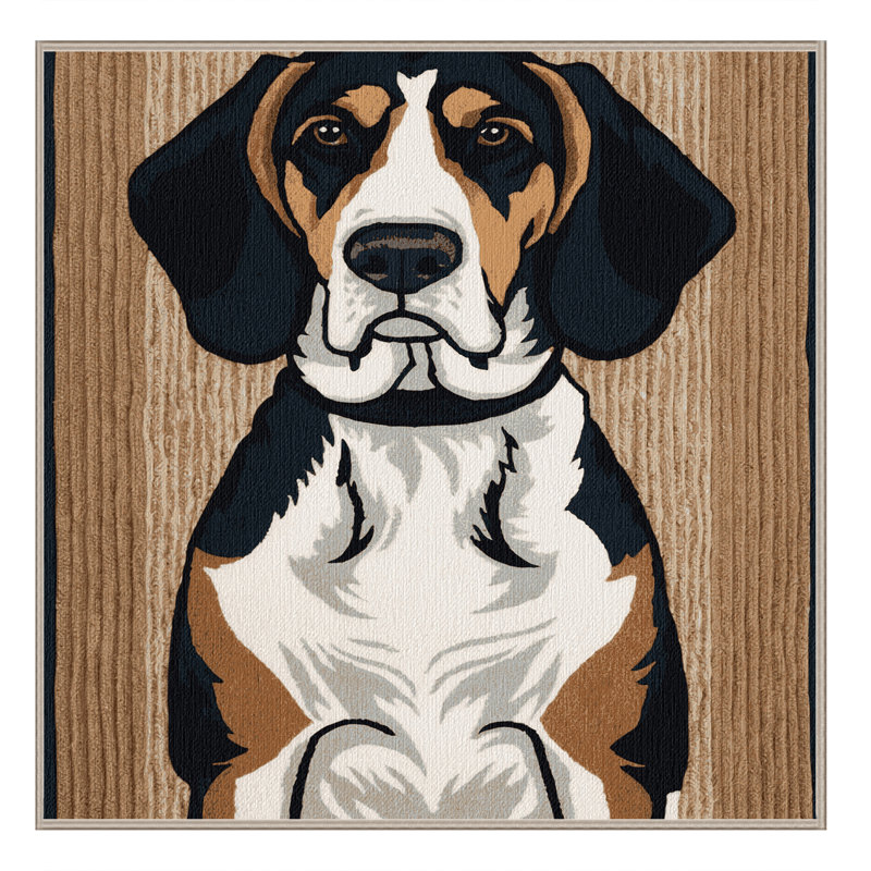 Washable Treeing Walker Coonhound Dogs Area Rug, Round 7'