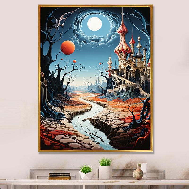 Madalynne surréalisme Dalis Wonderland sur toile, H 44 po x l 34 po x P 1,5 po, Cadre flottant doré