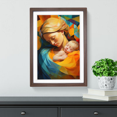 XYZ-FRM-V1223-4567 Mother And Baby Orphism - Single Picture Frame Print on Wood