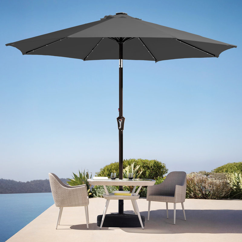 Parasol de marché avec manivelle Beka, H 91,2 po x l 108 po x P 108 po, Gris
