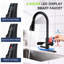 Robinet de cuisine 3 en 1 en acier inoxydable noir mat avec affichage de la température à DEL 3 couleurs et douchette rétractable