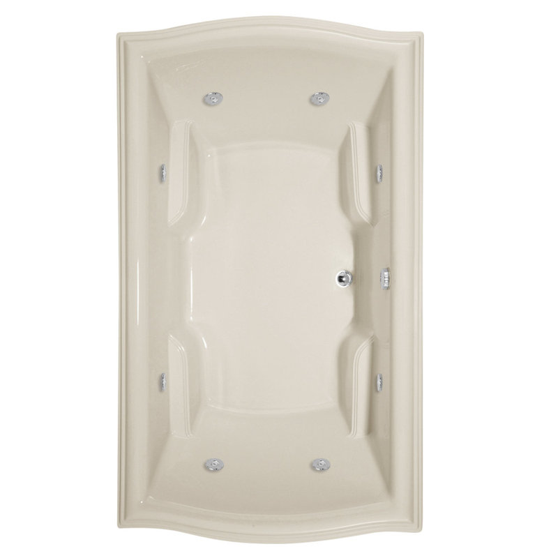 Debra 72'' x 42'' Acrylic Bathtub, Biscuit, Satin Brass