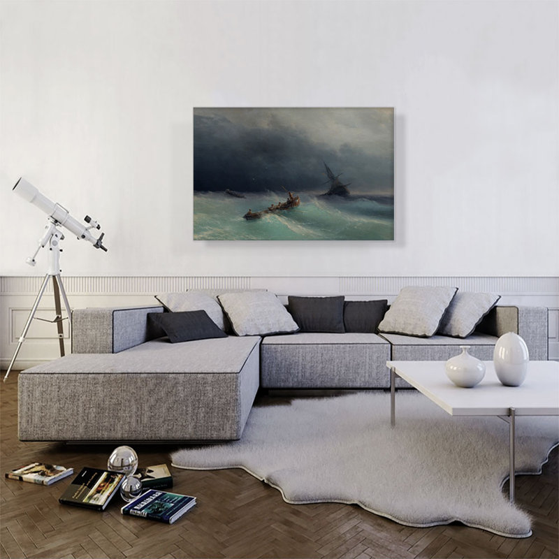 Tempête en mer 1873 par Ivan Aivazovsky, reproduction d'art sur toile tendue, H 26 po x l 40 po x P 1,5 po