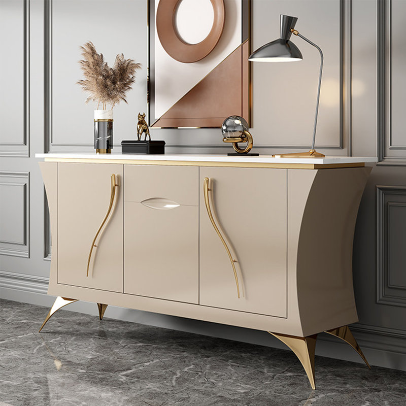 Armoire d'entrée murale en granit de style luxueux, Beige, H 35,43 po x l 55,11 po x P 15,75 po