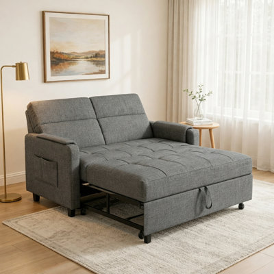 Gizoon 51.2" Compact 3-in-1  Sleeper Convertible Sofa Bed  with Adjustable Backrest and Side Pockets