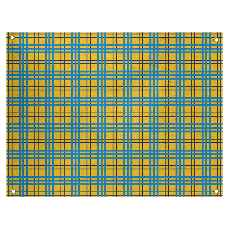 Tapisserie de luxe en polyester Los Angeles, H 26 po x l 36 po, Or / bleu marine / bleu