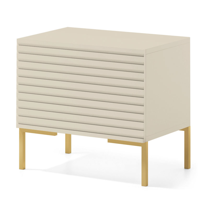Alantis 46cm W Manufactured Wood Bedside Table, Beige
