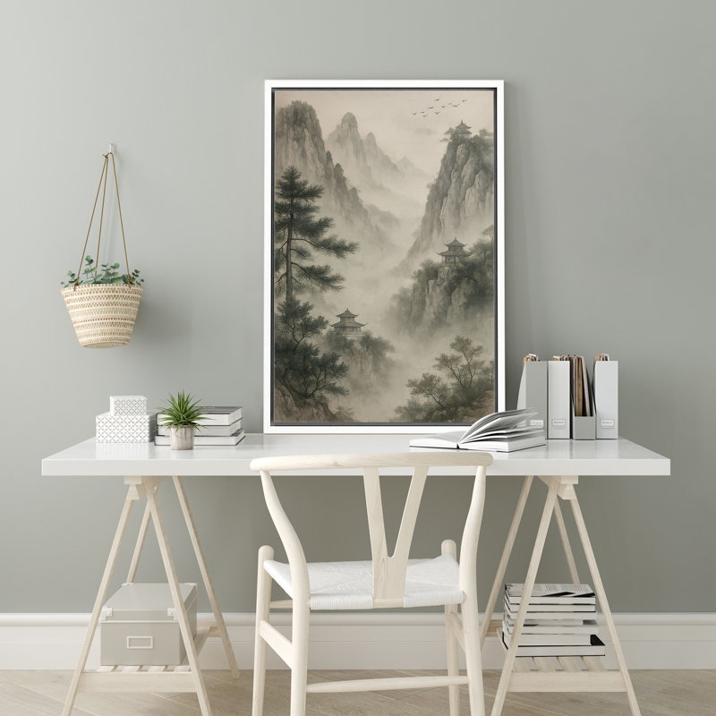 «Landscape with multiple Pavilions and Mountains», reproduction d'art sur toile encadrée, H 24 po x l 16 po x P 1,5 po