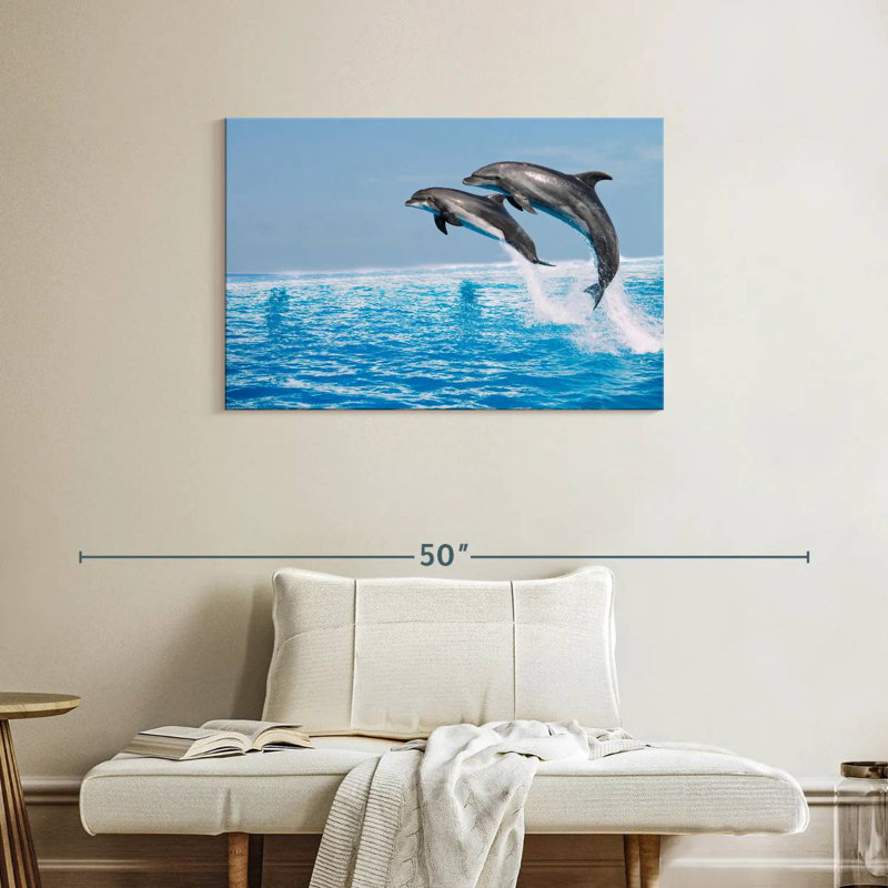 Brampt Two Leaping Dolphins, 24" H x 36" W